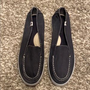 Sperry canvas loafers with arch support.